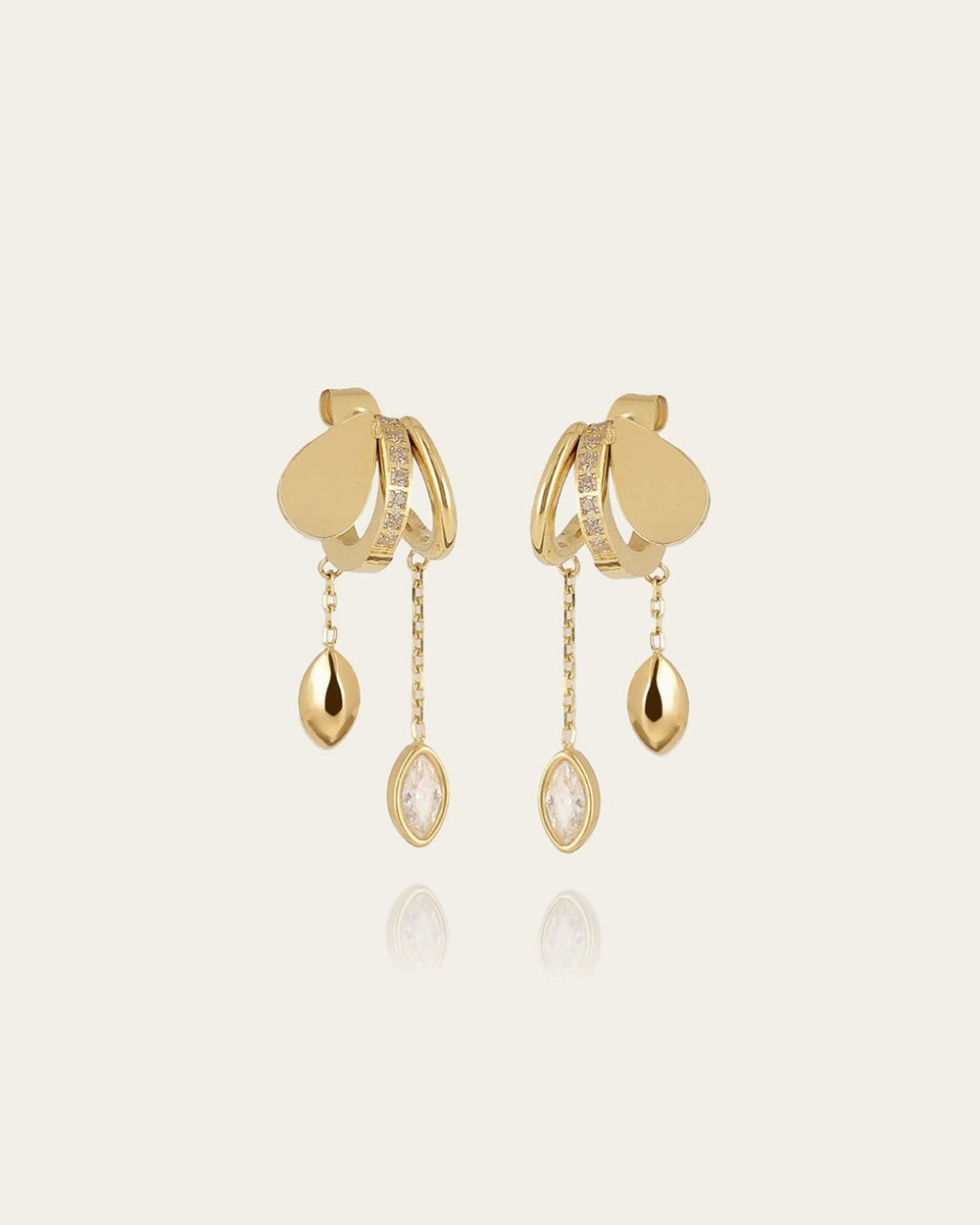 Boucles d'oreilles Dual (Acier doré)