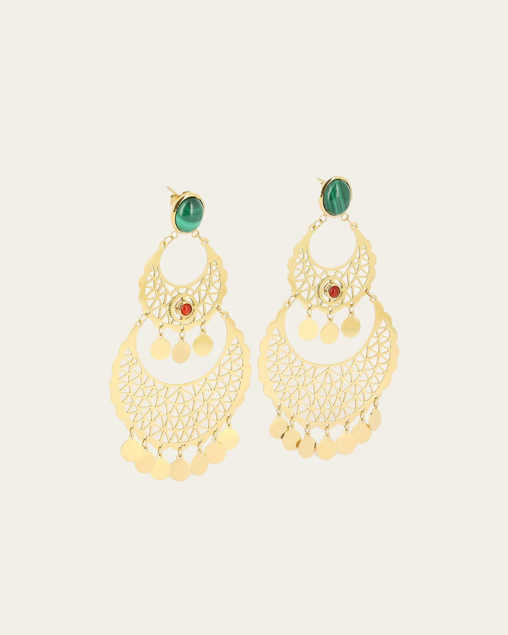 Boucles d'oreilles Esmeralda (Acier doré)